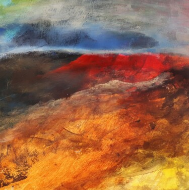 Peinture intitulée ""La colline rouge"" par Alain Tardieu, Œuvre d'art originale, Acrylique