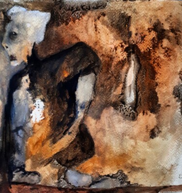 Peinture intitulée "" L'ogre "" par Alain Tardieu, Œuvre d'art originale, Encre Monté sur Châssis en bois