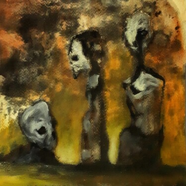 Peinture intitulée "" Les sentinelles 1…" par Alain Tardieu, Œuvre d'art originale, Encre Monté sur Châssis en bois