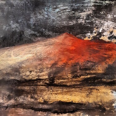 Peinture intitulée "" La montagne rouge…" par Alain Tardieu, Œuvre d'art originale, Huile Monté sur Châssis en bois