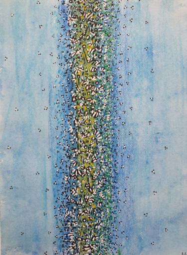Peinture intitulée "Efflorescence 1" par Alain V, Œuvre d'art originale, Fusain Monté sur Autre panneau rigide