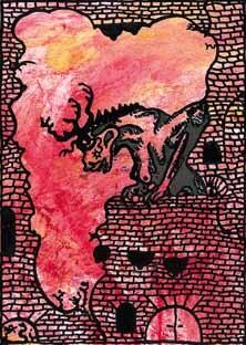 「Gargoyle 4」というタイトルの絵画 Alain Valetによって, オリジナルのアートワーク
