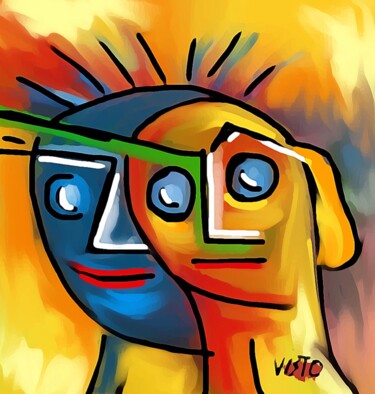 Digitale Kunst mit dem Titel "LE COUPLE" von Alain Vistosi, Original-Kunstwerk, Digitale Malerei