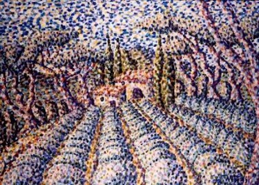 Peinture intitulée "Le champ de lavande" par Alain Vistosi, Œuvre d'art originale