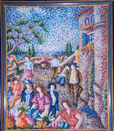 Peinture intitulée "Eze village" par Alain Vistosi, Œuvre d'art originale