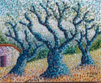 Peinture intitulée "Chemin des oliviers" par Alain Vistosi, Œuvre d'art originale
