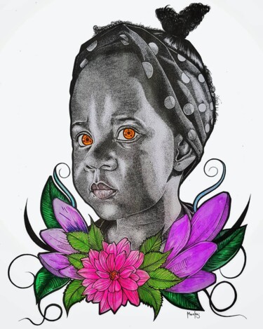 Рисунок под названием "Bella" - Alain Wankwini, Подлинное произведение искусства, Акварель