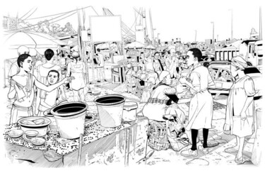 Grafika cyfrowa / sztuka generowana cyfrowo zatytułowany „Busy Africa” autorstwa Alain Wankwini, Oryginalna praca, 2D praca…