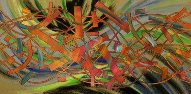 Peinture intitulée "abstract-festif.jpg" par Alain Yerly, Œuvre d'art originale, Acrylique