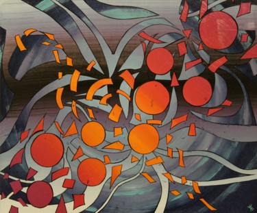 Painting titled "Phoenix" by Alain Yerly, Original Artwork, Acrylic