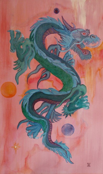 Painting titled "dragon-1964.jpg" by Alain Yerly, Original Artwork, Acrylic
