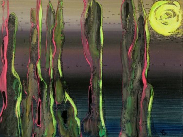 Pittura intitolato "cactus-iradiant.jpg" da Alain Yerly, Opera d'arte originale, Acrilico