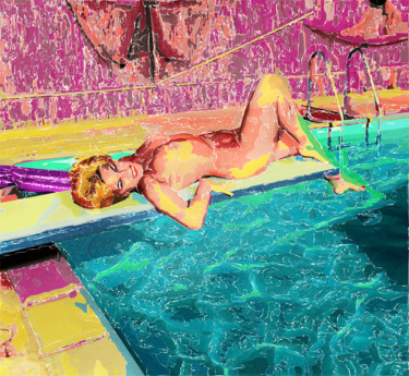 Digital Arts titled "Diving Board" by Alain Bali, Original Artwork, Digital Painting