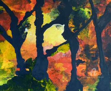 Pintura intitulada "Les arbres qui se p…" por Alain Boissel, Obras de arte originais, Acrílico