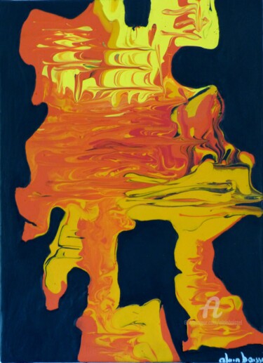 Peinture intitulée "Le feu de la St Jean" par Alain Boissel, Œuvre d'art originale, Acrylique