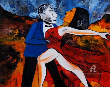 Painting titled "Danse" by Alain Boissel, Original Artwork, Acrylic Mounted on Wood Stretcher frame