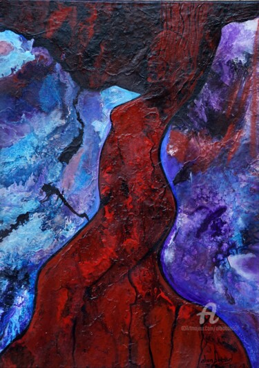 Peinture intitulée "La robe rouge" par Alain Boissel, Œuvre d'art originale, Acrylique
