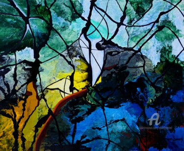 Картина под названием "Au bord du Lot 3" - Alain Boissel, Подлинное произведение искусства, Акрил Установлен на Деревянная р…