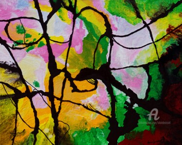 제목이 "Nature abstraite"인 미술작품 Alain Boissel로, 원작, 아크릴 나무 들것 프레임에 장착됨