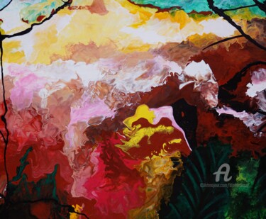 Pintura titulada "Vibrations en rose" por Alain Boissel, Obra de arte original, Acrílico Montado en Bastidor de camilla de m…