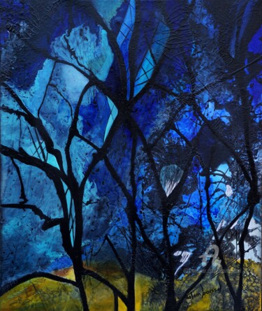 Peinture intitulée "Reflets bleus" par Alain Boissel, Œuvre d'art originale, Acrylique Monté sur Châssis en bois