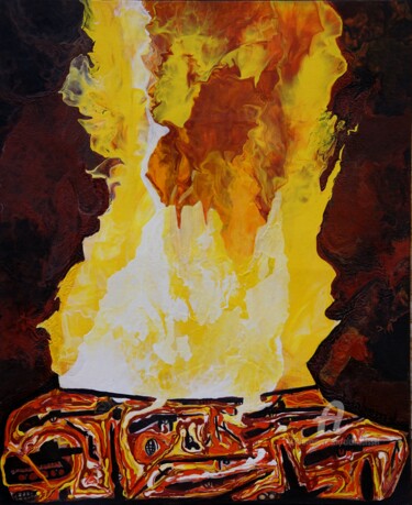 Painting titled "Guns on fire" by Alain Boissel, Original Artwork, Acrylic