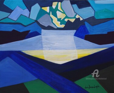 Картина под названием "Rayon cubiste" - Alain Boissel, Подлинное произведение искусства, Акрил Установлен на Деревянная рама…