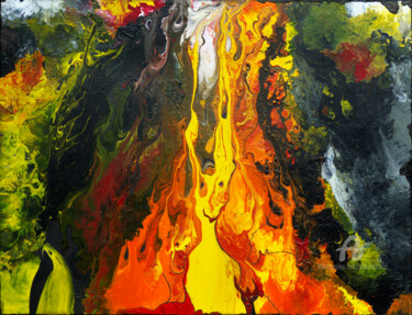 Painting titled "Le feu" by Alain Boissel, Original Artwork, Acrylic