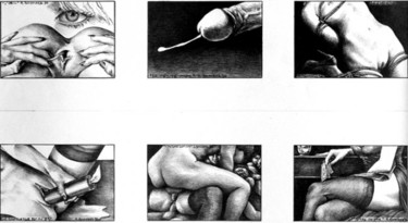 Zeichnungen mit dem Titel "vignettes III" von Alain Bonnand, Original-Kunstwerk