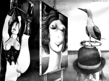 Zeichnungen mit dem Titel "viols en tous genres" von Alain Bonnand, Original-Kunstwerk