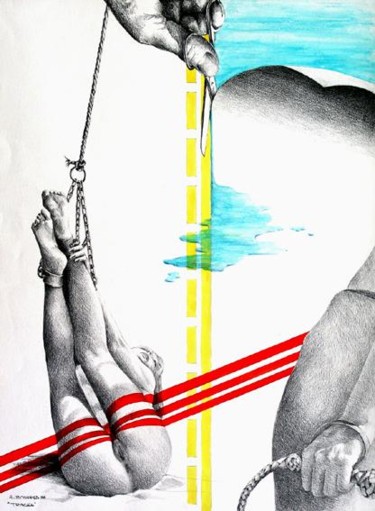 Dibujo titulada "traces" por Alain Bonnand, Obra de arte original