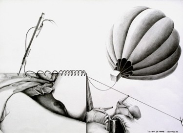 Dessin intitulée "le vent de terre" par Alain Bonnand, Œuvre d'art originale