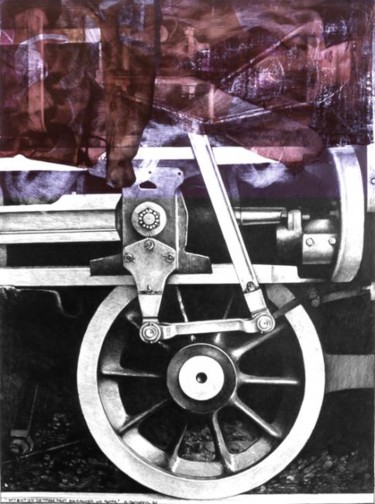 Dessin intitulée "attention un train…" par Alain Bonnand, Œuvre d'art originale