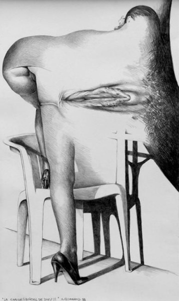 Desenho intitulada "la chaise bordel de…" por Alain Bonnand, Obras de arte originais