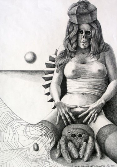 Dibujo titulada "la mante religieuse" por Alain Bonnand, Obra de arte original