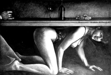 Dessin intitulée "le syndrome lombaire" par Alain Bonnand, Œuvre d'art originale