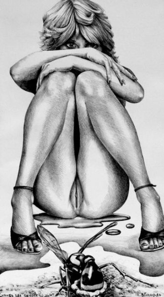Dessin intitulée "larmes des genoux d…" par Alain Bonnand, Œuvre d'art originale