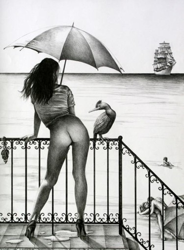 Drawing titled "perspectives" by Alain Bonnand, Original Artwork