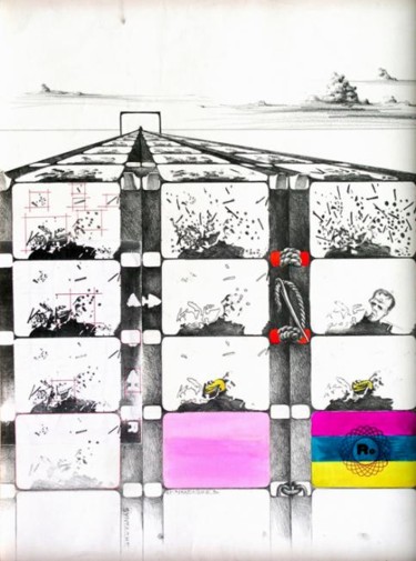 Dessin intitulée "syntagme et paradig…" par Alain Bonnand, Œuvre d'art originale