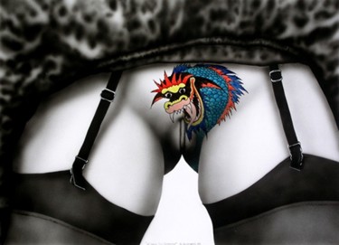 Dessin intitulée "l'oeil du dragon I" par Alain Bonnand, Œuvre d'art originale