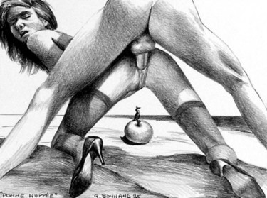 Dessin intitulée "pomme huppée" par Alain Bonnand, Œuvre d'art originale