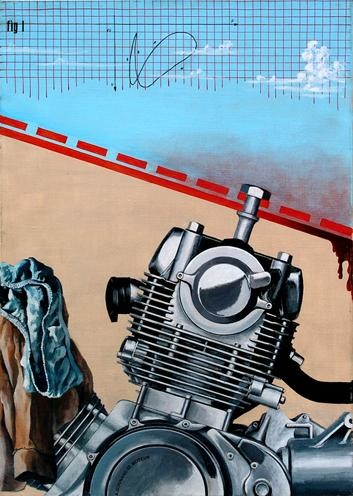 Schilderij getiteld "moteur" door Alain Bonnand, Origineel Kunstwerk