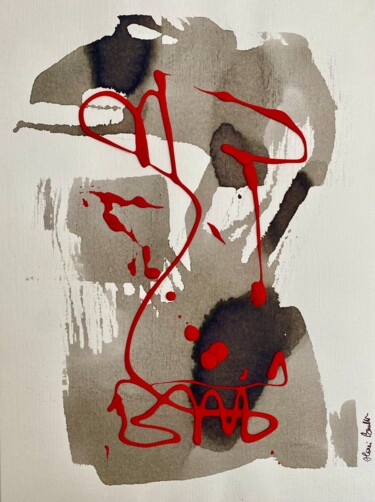 Dessin intitulée "Rouge et Noir" par Alain Bouillot, Œuvre d'art originale, Encre