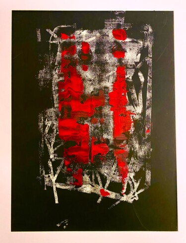 Prenten & gravures getiteld "le Rouge et le Noir" door Alain Bouillot, Origineel Kunstwerk, Acryl