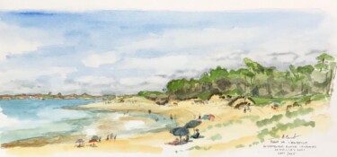 Peinture intitulée "plage de l'Embellie" par Le Trembladais, Œuvre d'art originale, Aquarelle