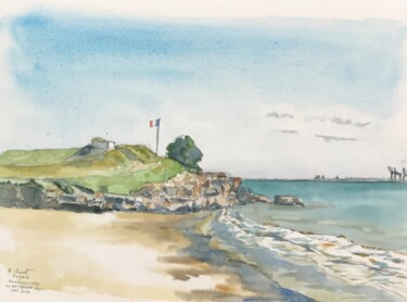 Painting titled "pointe du Chay à Ro…" by Le Trembladais, Original Artwork, Watercolor