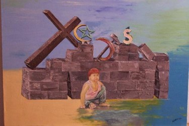 Painting titled "le mur" by Alain Branche Daunis, Original Artwork