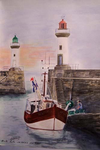 Painting titled "le bateau de pêche…" by Alain Branche Daunis, Original Artwork