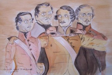 Painting titled "Les 4 Sergents de L…" by Alain Branche Daunis, Original Artwork