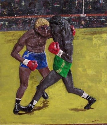 Painting titled "Boxe" by Alain Branche Daunis, Original Artwork
